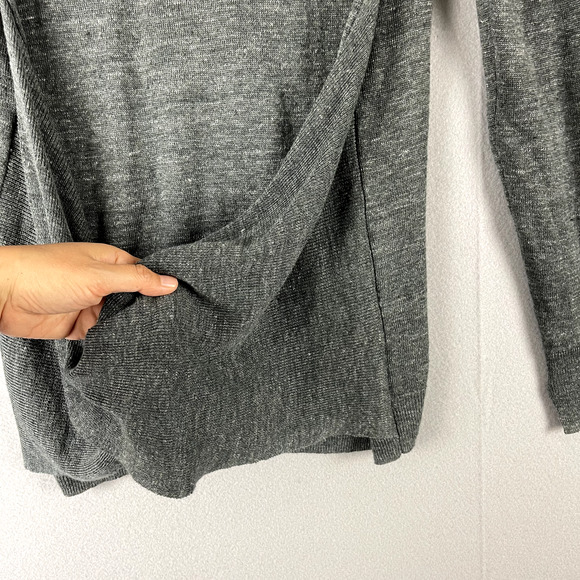 Brochu Walker Linen Cardigan Women Medium Gray Twist Back Minimal Quiet Luxury - Picture 14 of 15